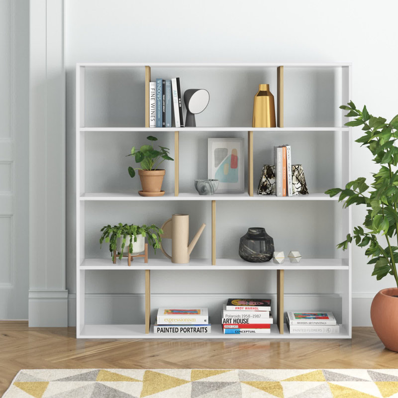 Isaias 145cm H Standard Bookcase, White/Oak