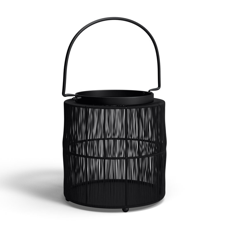 Wire Tabletop Candle Black Lantern with Handle for Indoor and Outdoor Use, 10.25" H x 10" W x 10" D