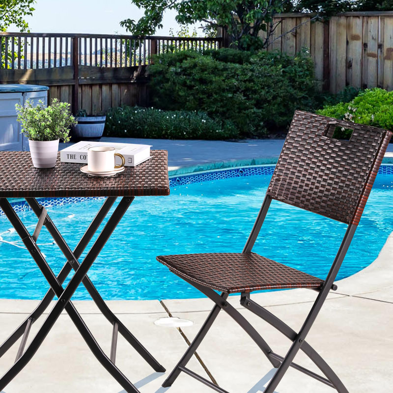Square 3 - Piece 2 - Person 60Cm L Outdoor Bistro Set, Brown
