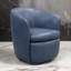 Fauteuil d'appoint pivotant Niko, conception en baril rond, cuir fleur-99518030
