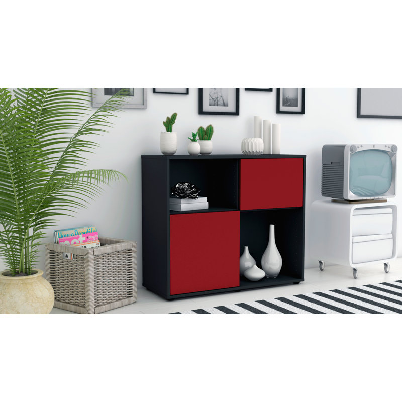 Ramsell 92cm Sideboard, Anthracite/Red