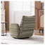 Fauteuil d'appoint pivotant vert olive Olive | Fauteuil demi-tonneau moderne en tissu rayé pour le salon et la chambre à coucher