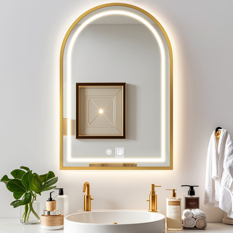 Miroir mural Mauel, Doré, 35.4" H x 23.6" W x 1.9" D