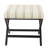 Square Ottoman Footstool, Black Metal, White Striped Polyester 20 Inch