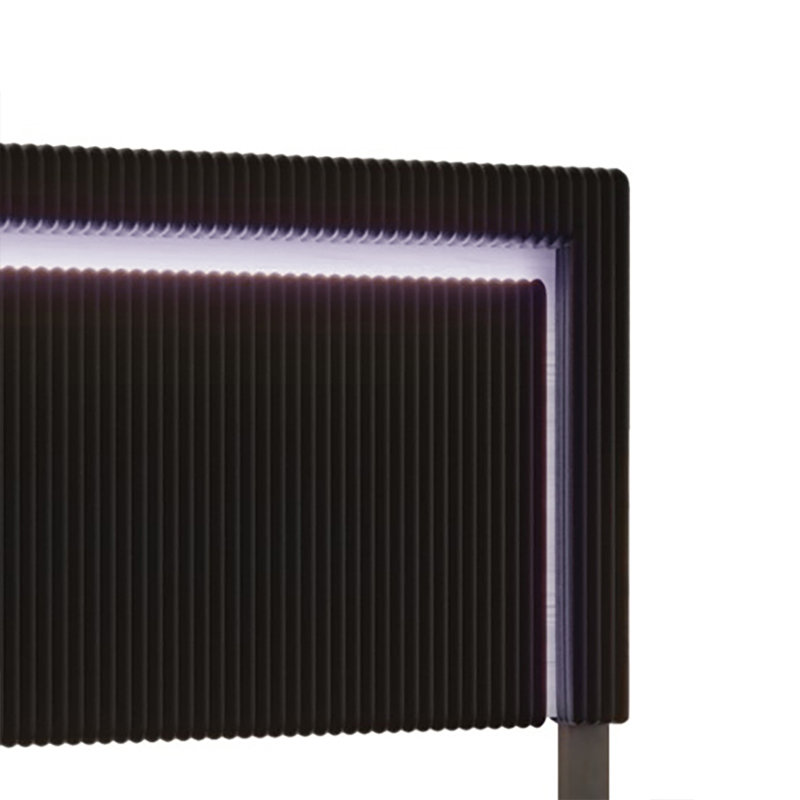Lit plateforme tapissier avec rangement Gouker, Noir, Grand