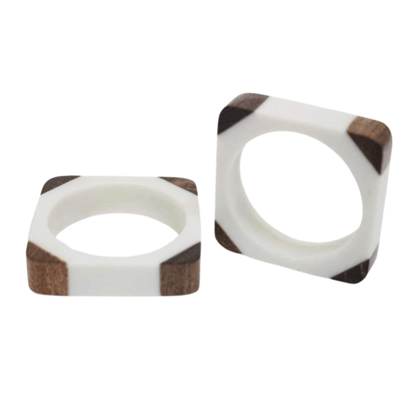 Quatro Napkin Rings - White, White