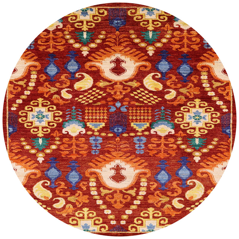 Tapis oriental orange, Rond 8 pi