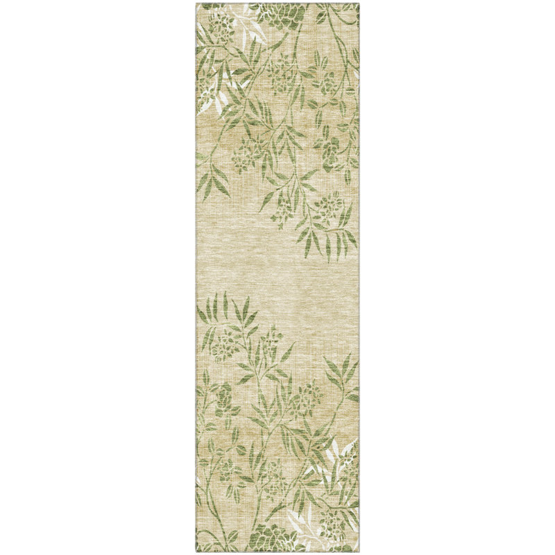Premium Machine Washable Prisco Khaki Rug, Runner 2'3" x 7'6"