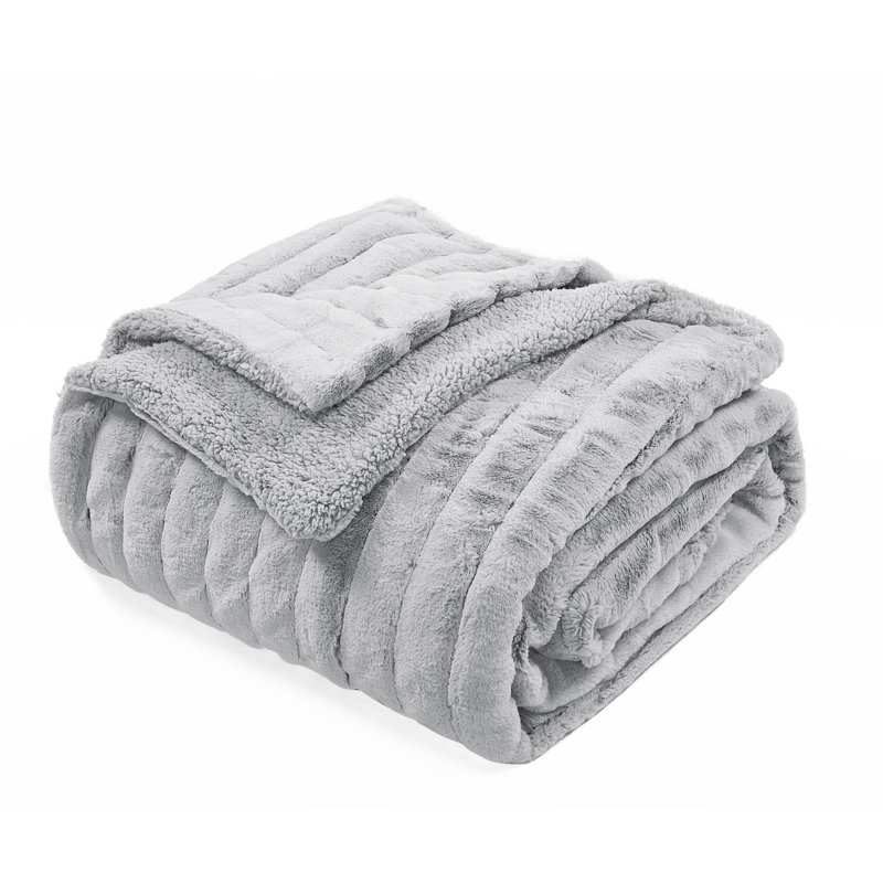 Knitted Throw Blanket, 299.7cm W x 241.3cm L, Grey Down