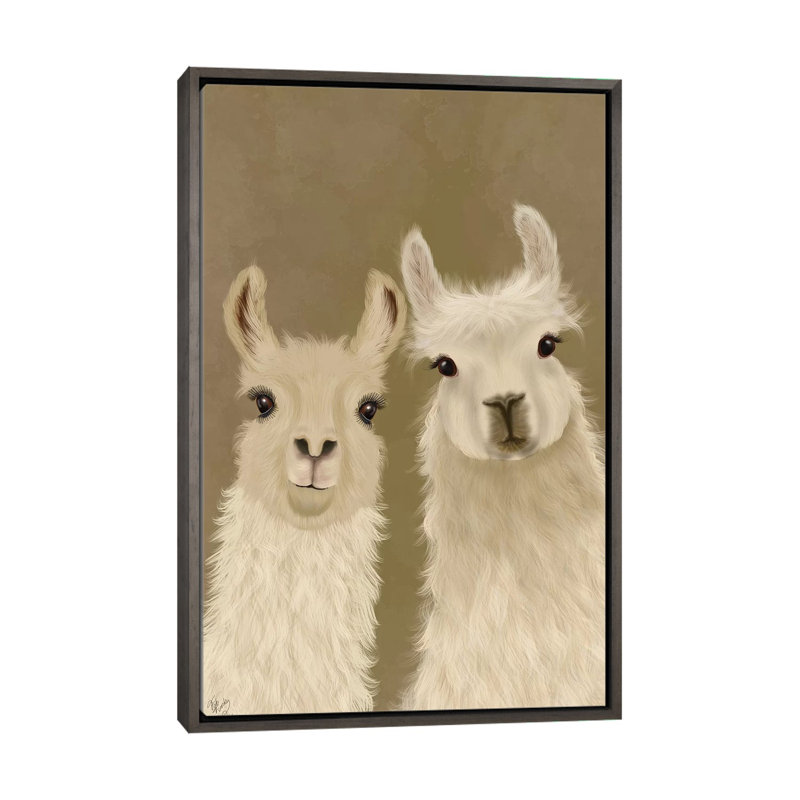 «Llama Duo, Look at You» par Fab Funky - impression d'art graphique, H 26 po x l 18 po x P 1,5 po, Aucun mat