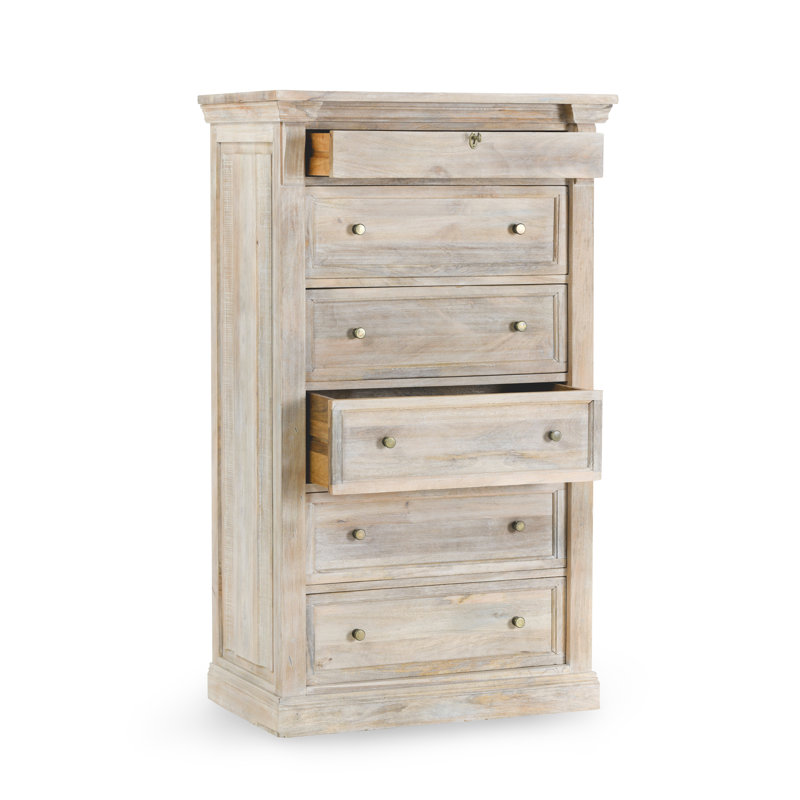 Adelaide 6 - Drawer Solid Wood Dresser, White Wash