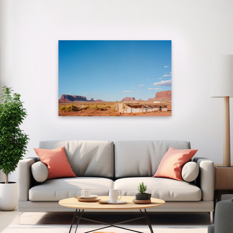 Monument Valley Shack Abstract Contemporary Architecture Landscape Wall Art Print 1 Piece Wrapped Canvas Wall Art