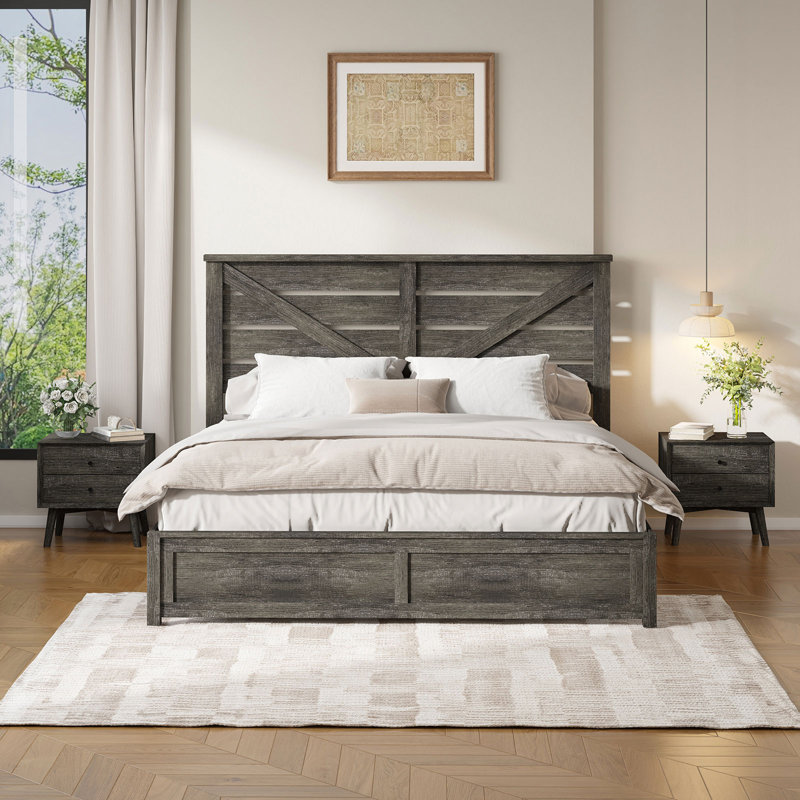 Devaya Panel Bed, Grey, Queen