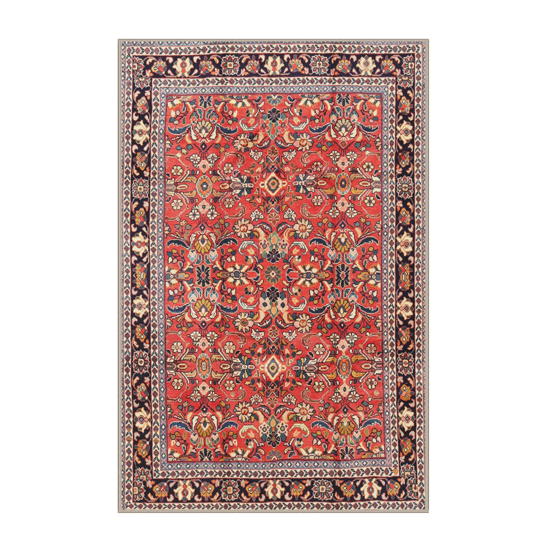 Tapis traditionnel rouge / noir, Rectangle 2 pi x 3 pi