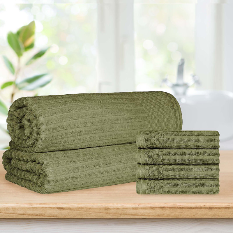 Ensemble de 4 serviettes de bain Keshayla, Vert sauge