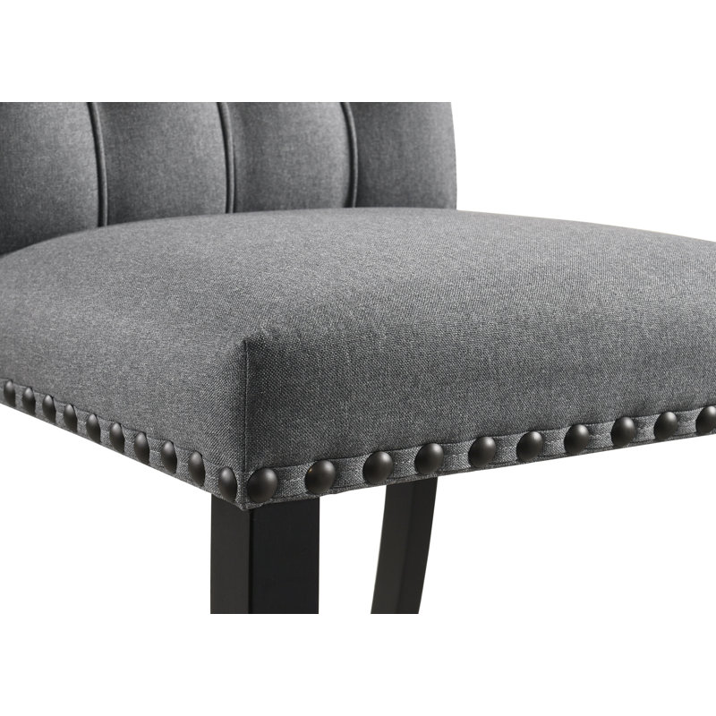 Chaise d'appoint de salle à manger rembourrée en tissu Modern Madi (ensemble de 2), Lin gris