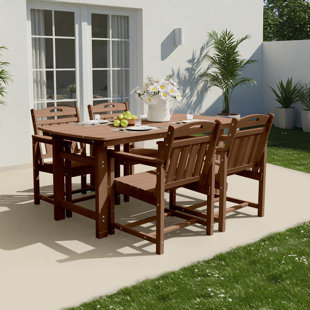  Rectangular HDPE Outdoor Dining Table With Umbrella Hole