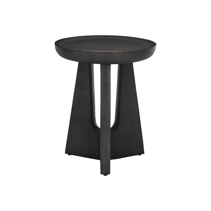 Black Round Metal Transitional End Table