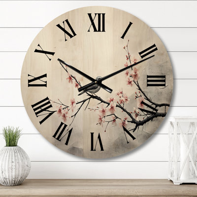 Asian Art Sumi Bird Serenity X - Asian Oversized Wood Wall Clock