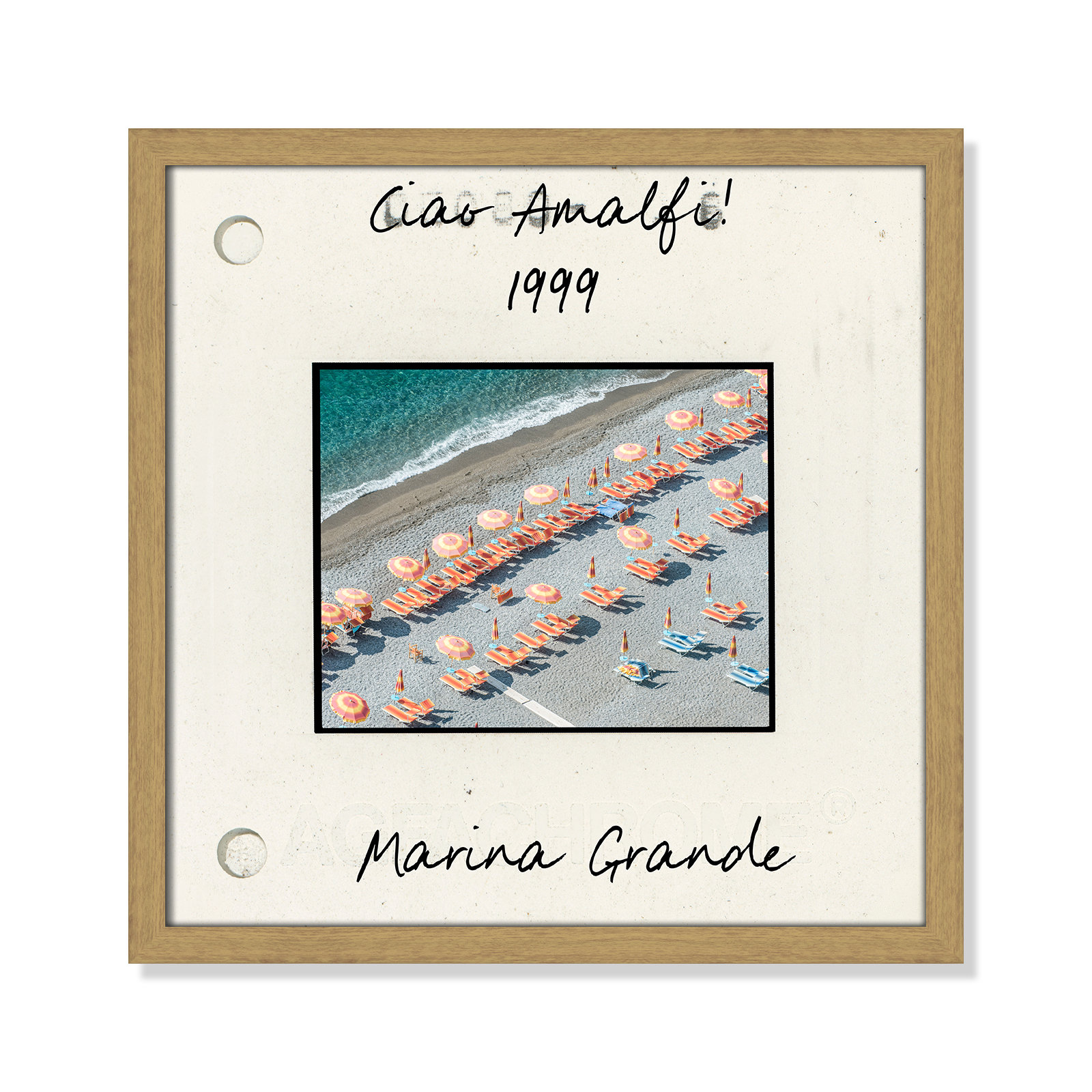 Amalfi, Italy - Marina Grande Print by Danita Dalmont, 17" H x 17" W x 0.75" D, Natural Single Picture Framed Paper