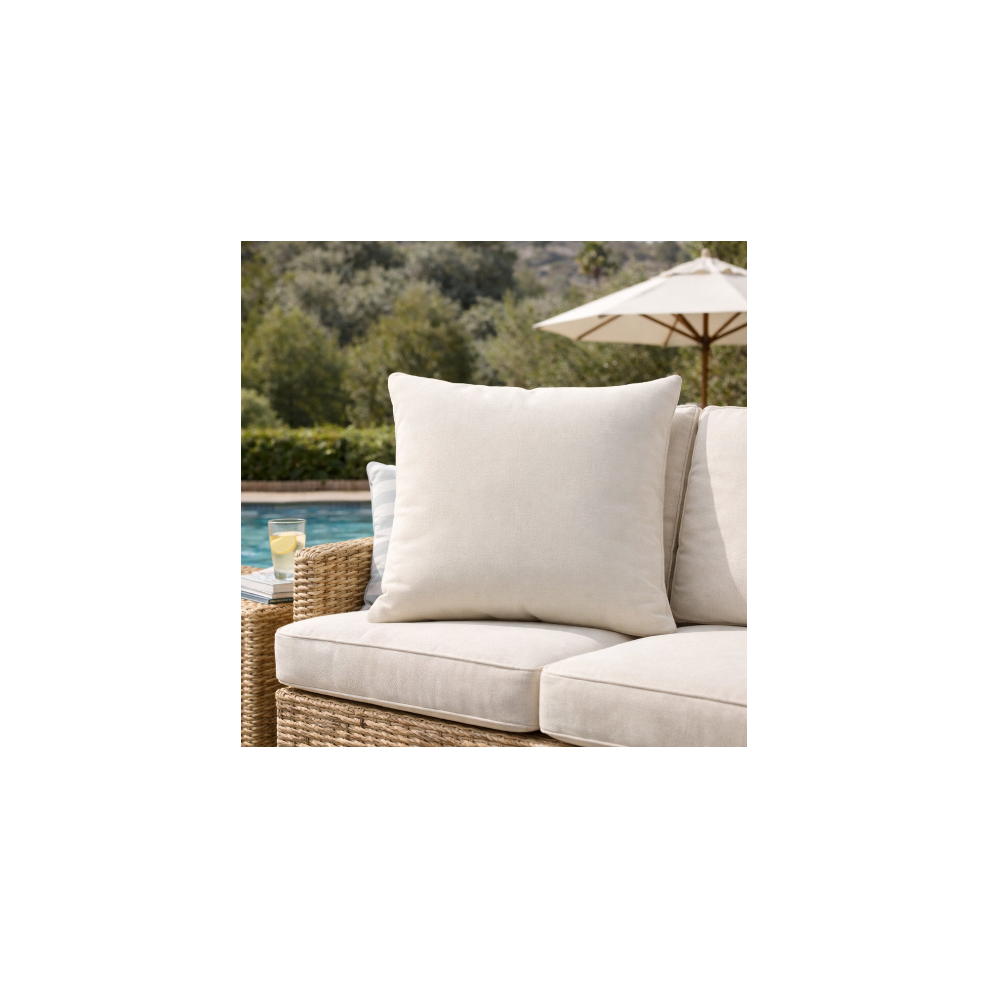 Indoor/Outdoor Throw Pillow, Square 24", Canvas Natural Sunbrella® Canvas