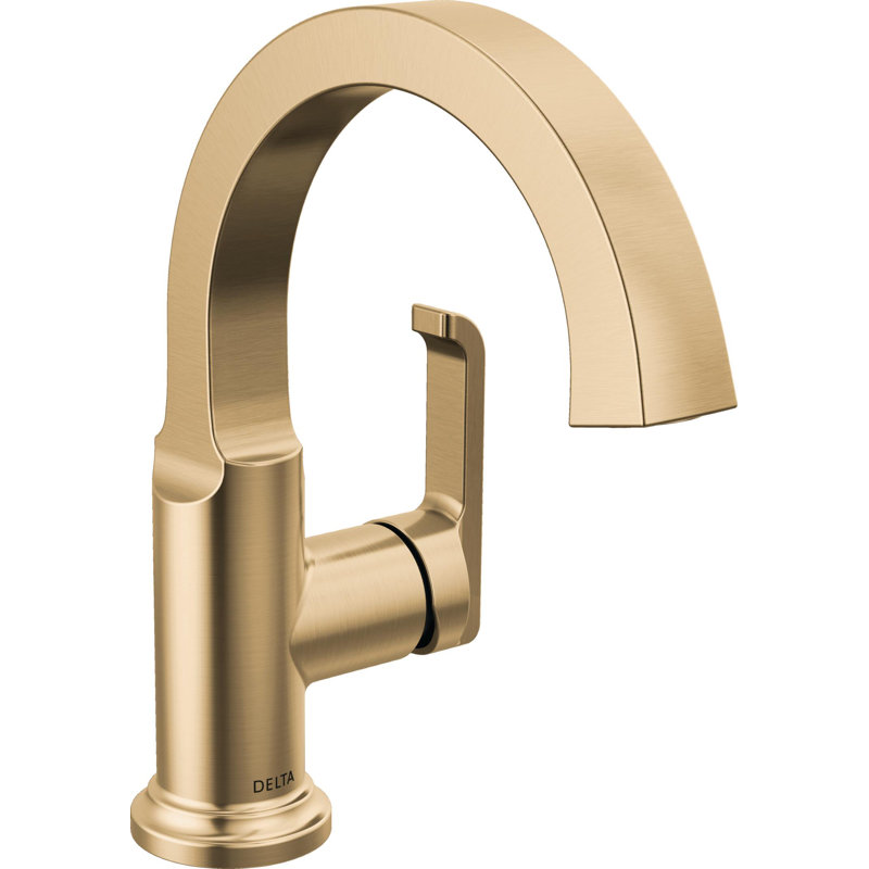 Tetra Single Hole Bathroom Faucet, Single Handle Bathroom Sink Faucet with Drain Assembly, Champagne Bronze