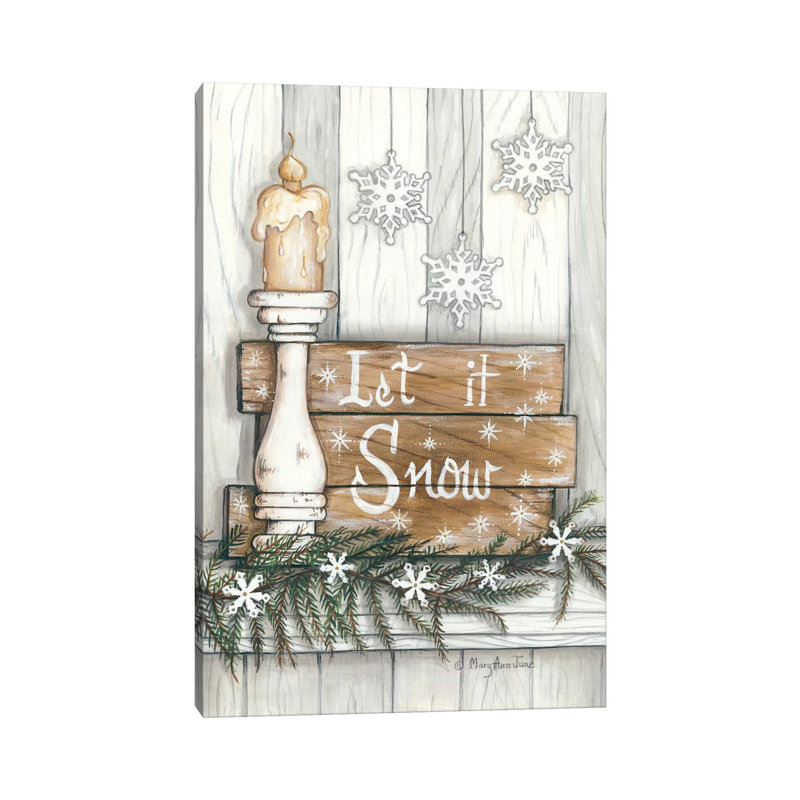 Let It Snow Snowflakes by Mary Anne June - Wrapped Canvas Print, 20.32 cm H x 30.48 cm W