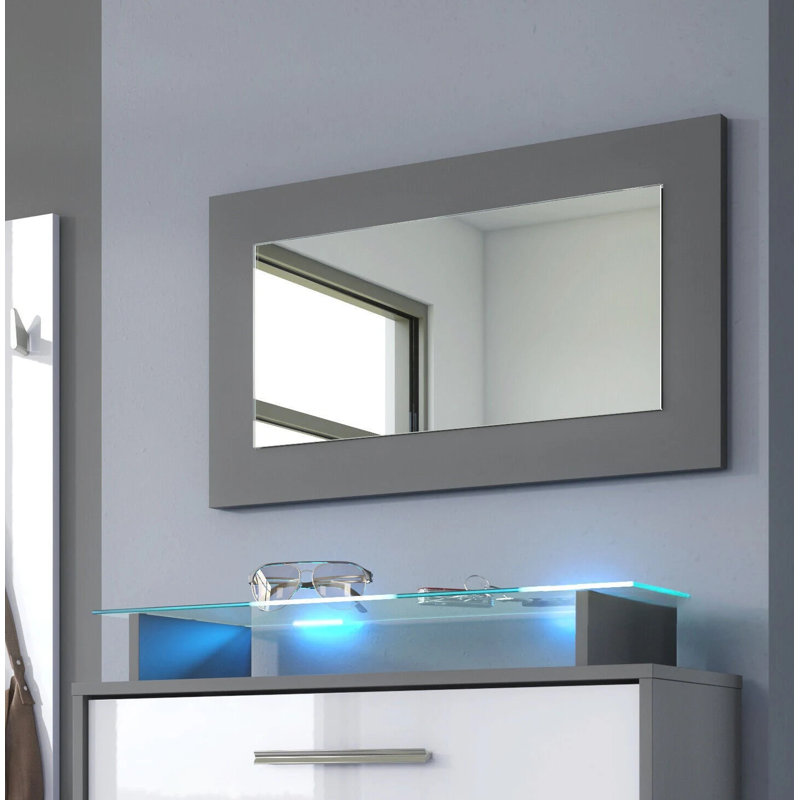 Corido Flat Laminate Framed Wall Accent Mirror in Grey