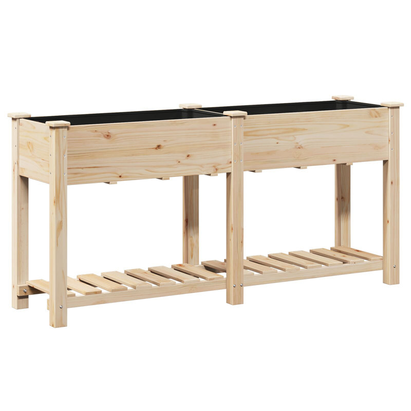 Garden Planter With Shelf 76 Cm Solid Wood Fir, 76.5cm x 161cm x 45cm