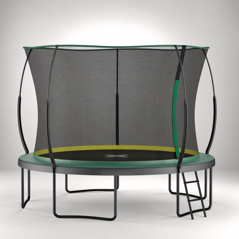 Trampoline 12 pi sans espacement Springfree avec cordes élastiques, poteaux en fibre de verre et tapis résistant aux rayons UV pour un rebond sûr et silencieux