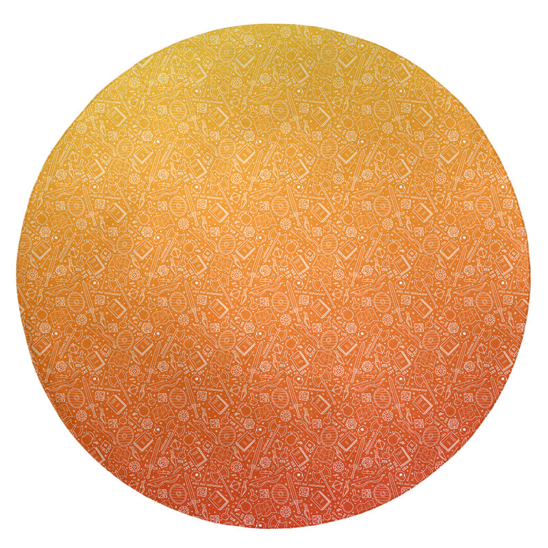 Tapis de zone jaune/orange dégradé, Rond 5 pi
