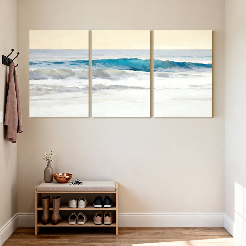 «Ocean Waves Landscape», ensemble de 3 toiles tendues, H 24 po x l 48 po