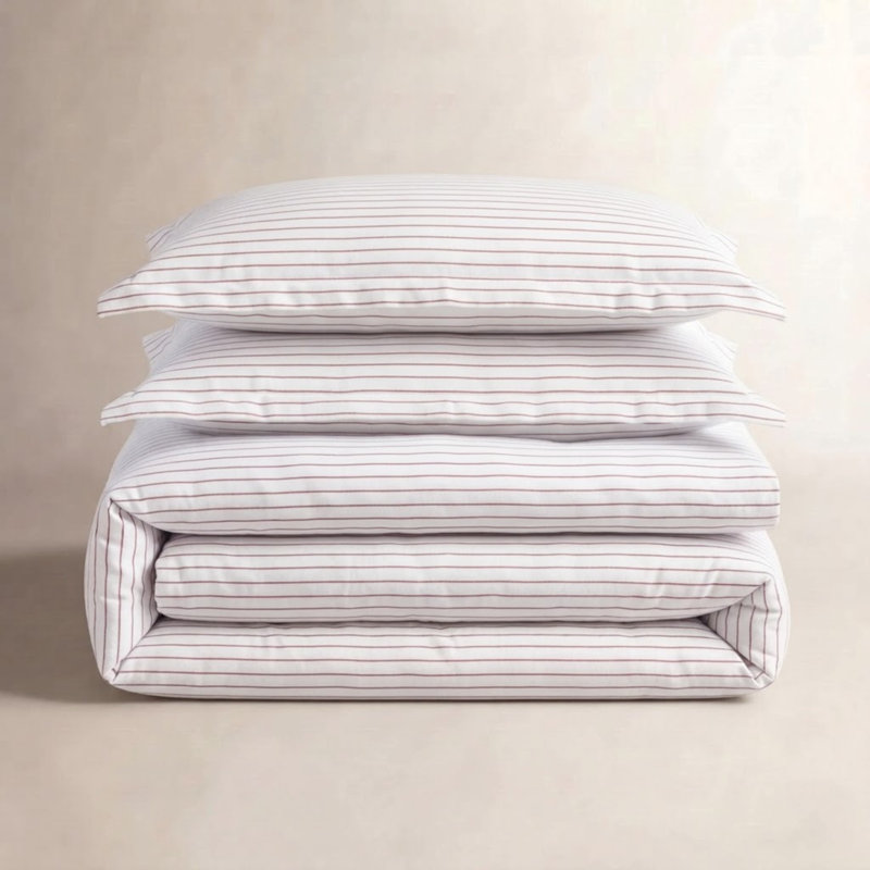 Ensemble de housse de couette Raba, Housse de couette grand + 2 taies décoratives, Argile / blanc