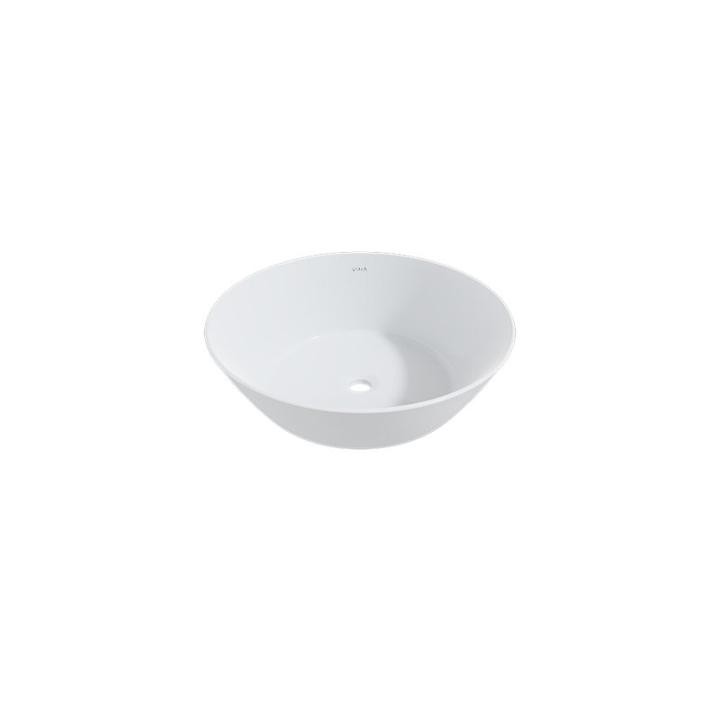 Lavabo de salle de bain à bateau circulaire blanc en argile réfractaire