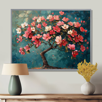 Blue And Pink Apple Blossom Blooming Tree I - Apple Blossom Wall Decor