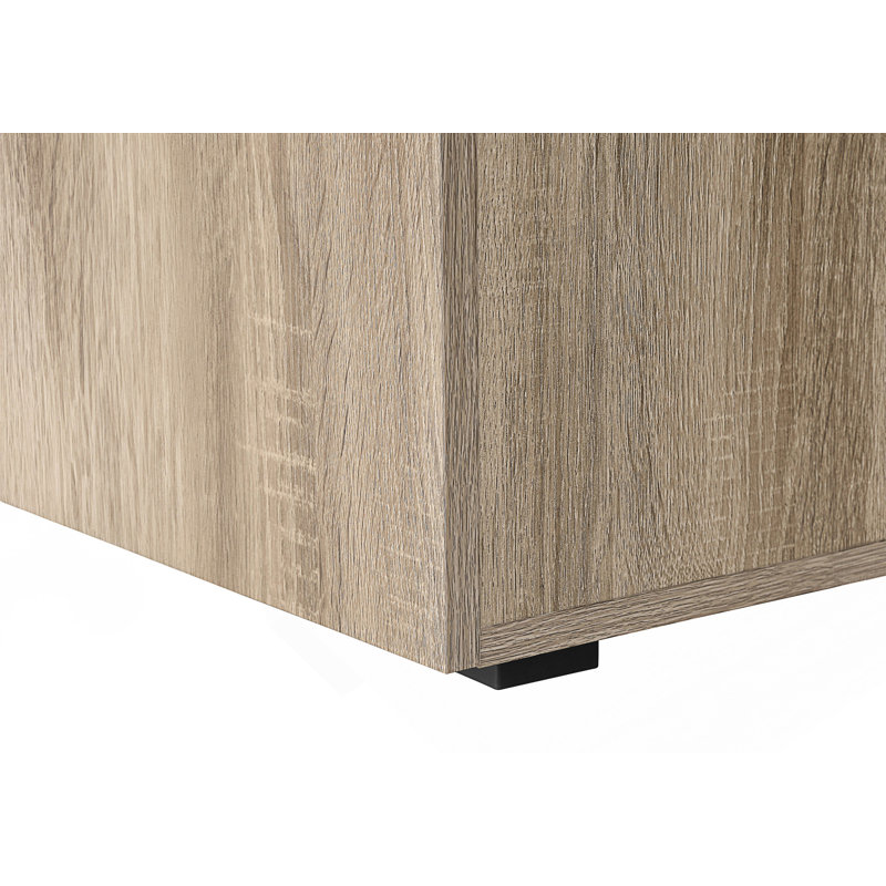 Bureau d'ordinateur moderne avec rangement réversible, bureau flottant et configuration flexible à gauche ou à droite pour l'efficacité du bureau à domicile.