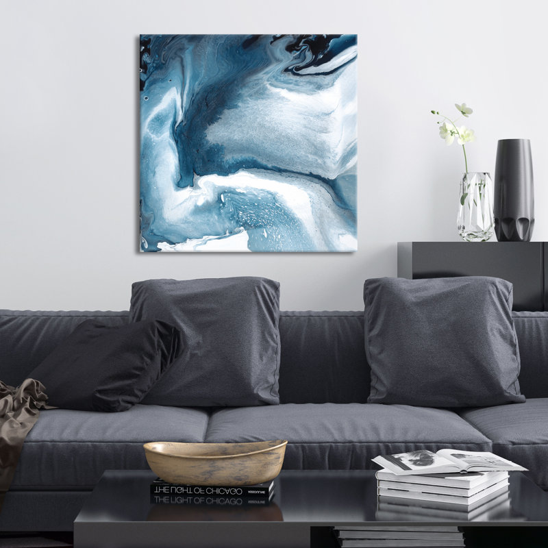 Flow 12 by Chalie MacRae - Painting on Canvas, 41cm H x 41cm W, Black