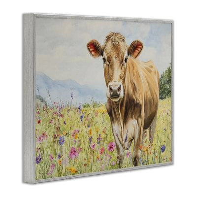 Vache suisse dans un pré, estampe numérique, design par Franklyn Gregory