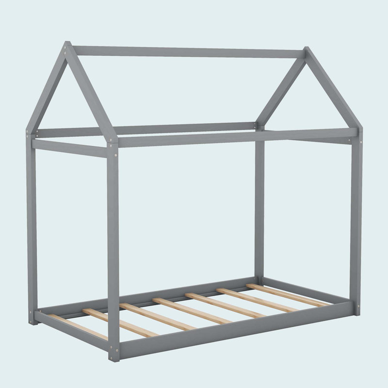 Lit simple en bois, Gris
