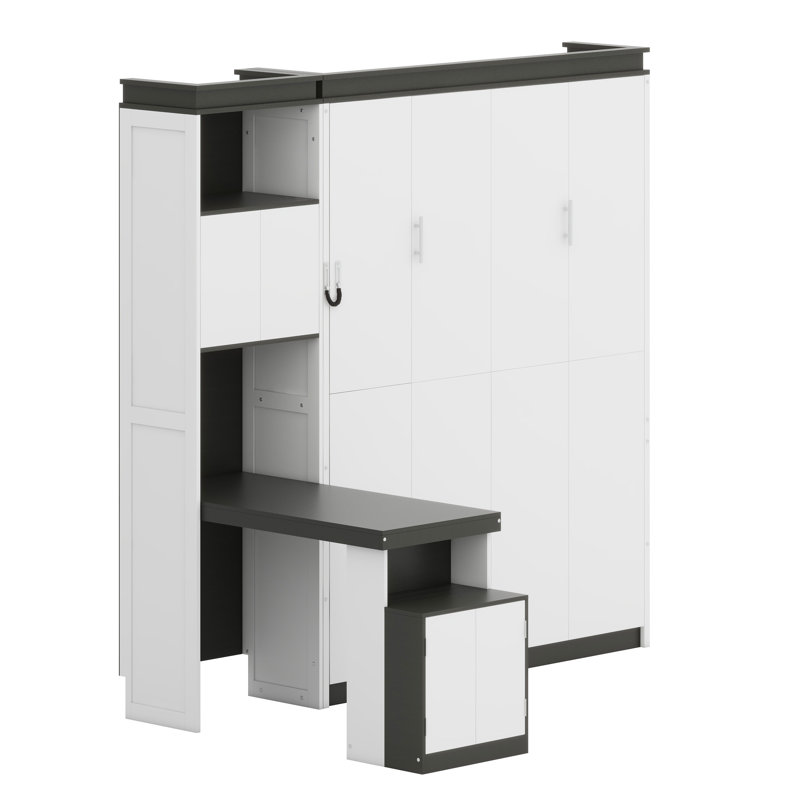 Lit escamotable pliable avec bureau, étagère et rangement