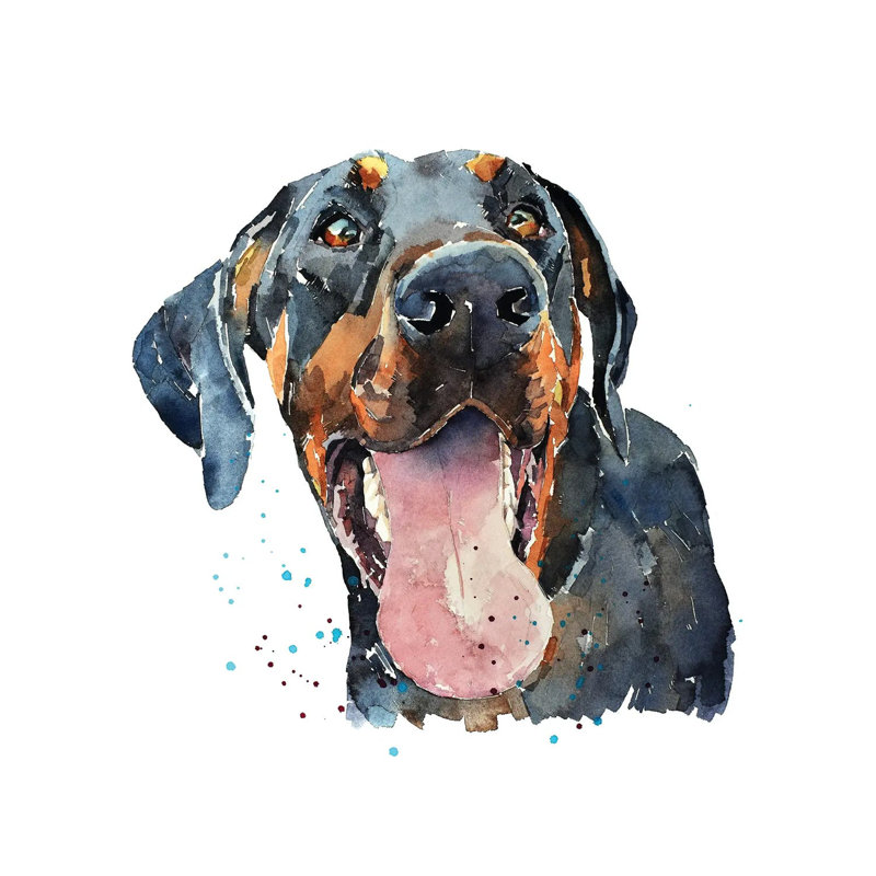 Doberman Smile by EdsWatercolours - Wrapped Canvas Gallery-Wrapped Canvas Giclée, Wrapped Canvas, 18" H x 18" W