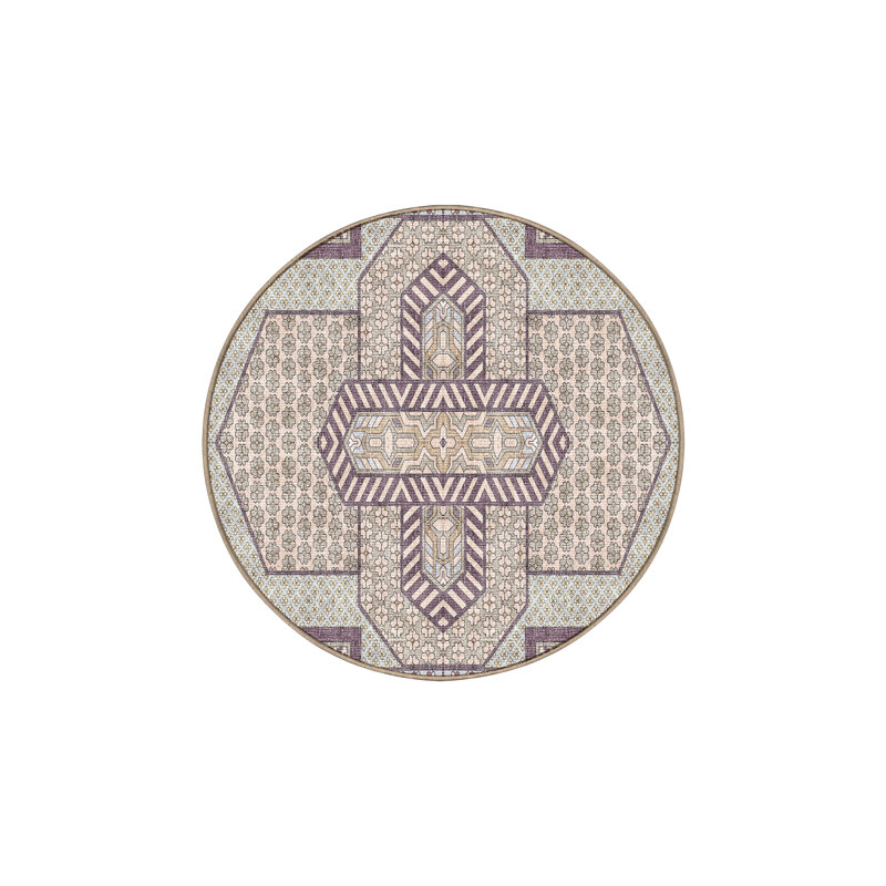 Tapis oriental en chenille / polyester tissé à la main Florestial, Rond 8 pi