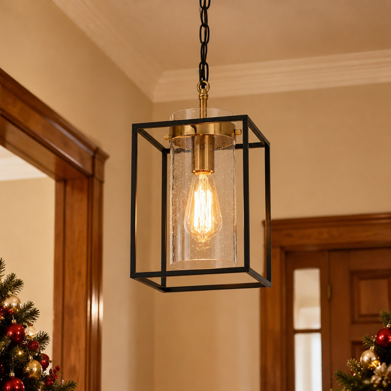 1-Light Kitchen Island Pendant  With Lantern Geometric Shape Dimmable