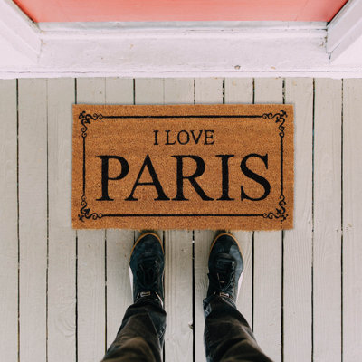 Tapis de porte Shelter Coconut imprimé I Love Paris 24 x 13