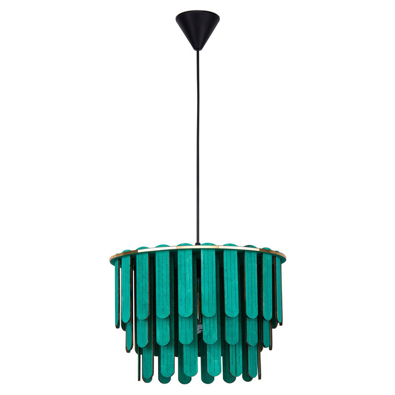 Luminaire suspendu unique à niveaux à 1 lumière Bendik, Bleu sarcelle, Noir