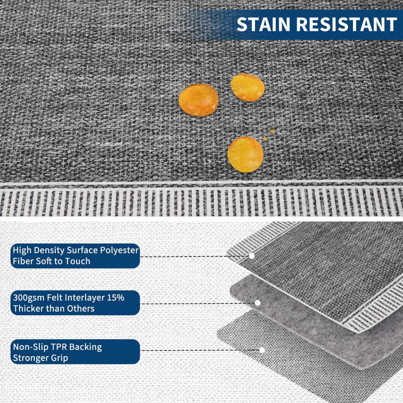 Striped Area Rug, Grey, 120*170cm
