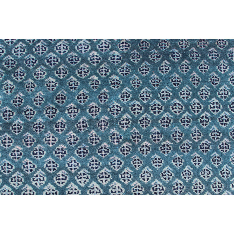 Hand-Knotted High-Quality Light Blue Area Rug, Runner 2'7" x 14'4"