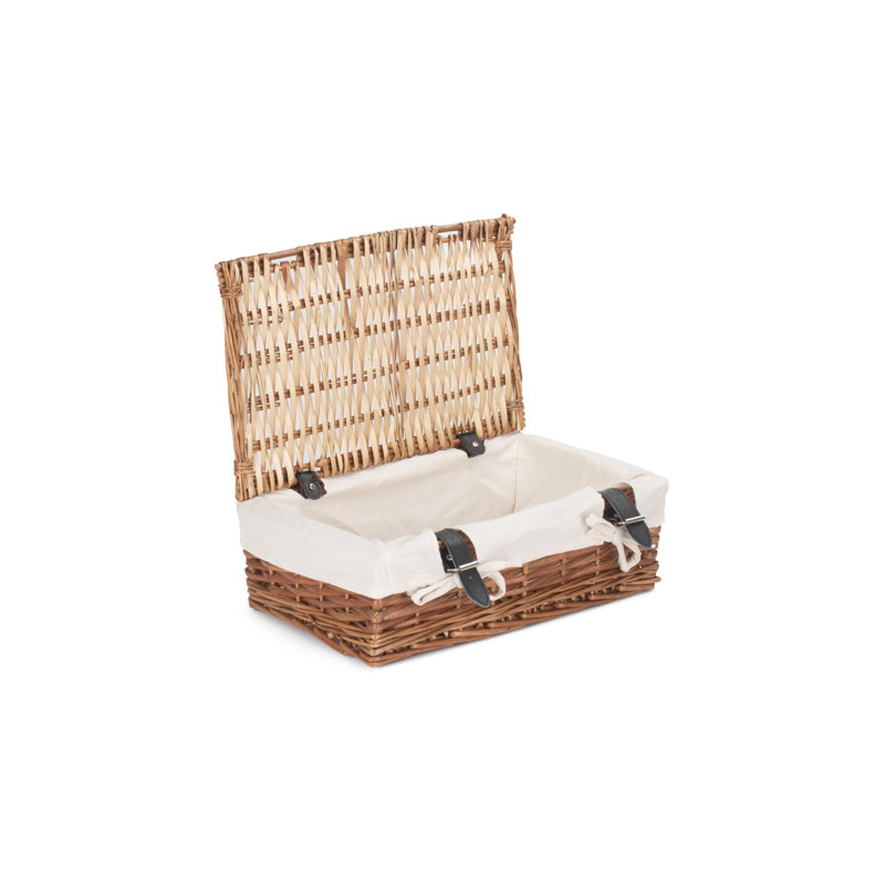 Wicker Lined Packaging Gift Hamper Basket, White, 14cm H x 40cm W x 26cm D
