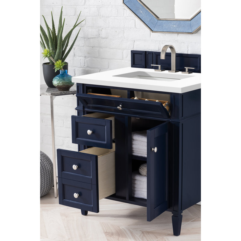 Brittany 30'' W Single Vanity, White Zeus, Victory Blue, 8" Widespread