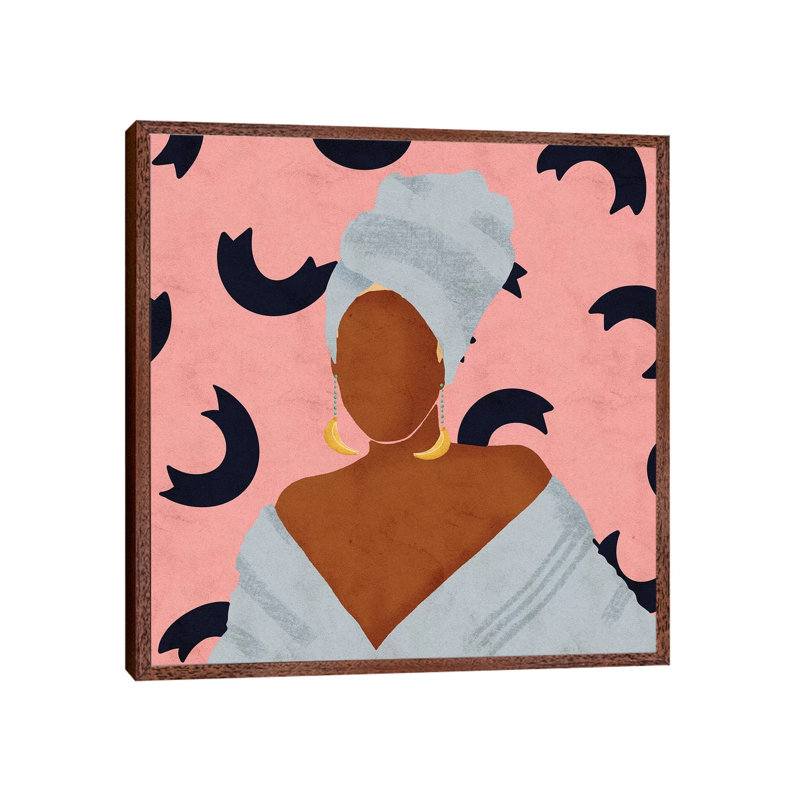 Keisha by Reyna Noriega - Painting on Canvas, 93.98 cm H x 93.98 cm W, Classic Brown Wood Framed Canvas